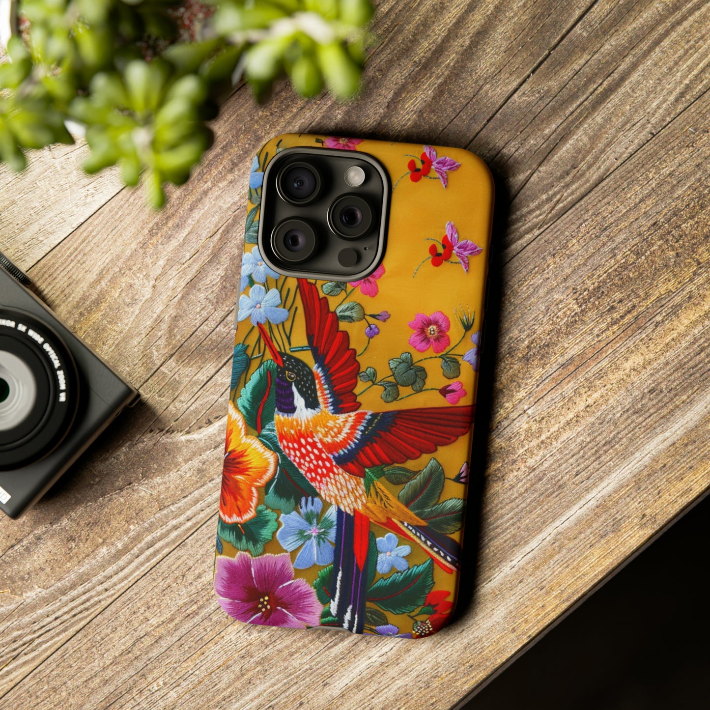 Mexican Style Embroidery Hummingbird Phone Case