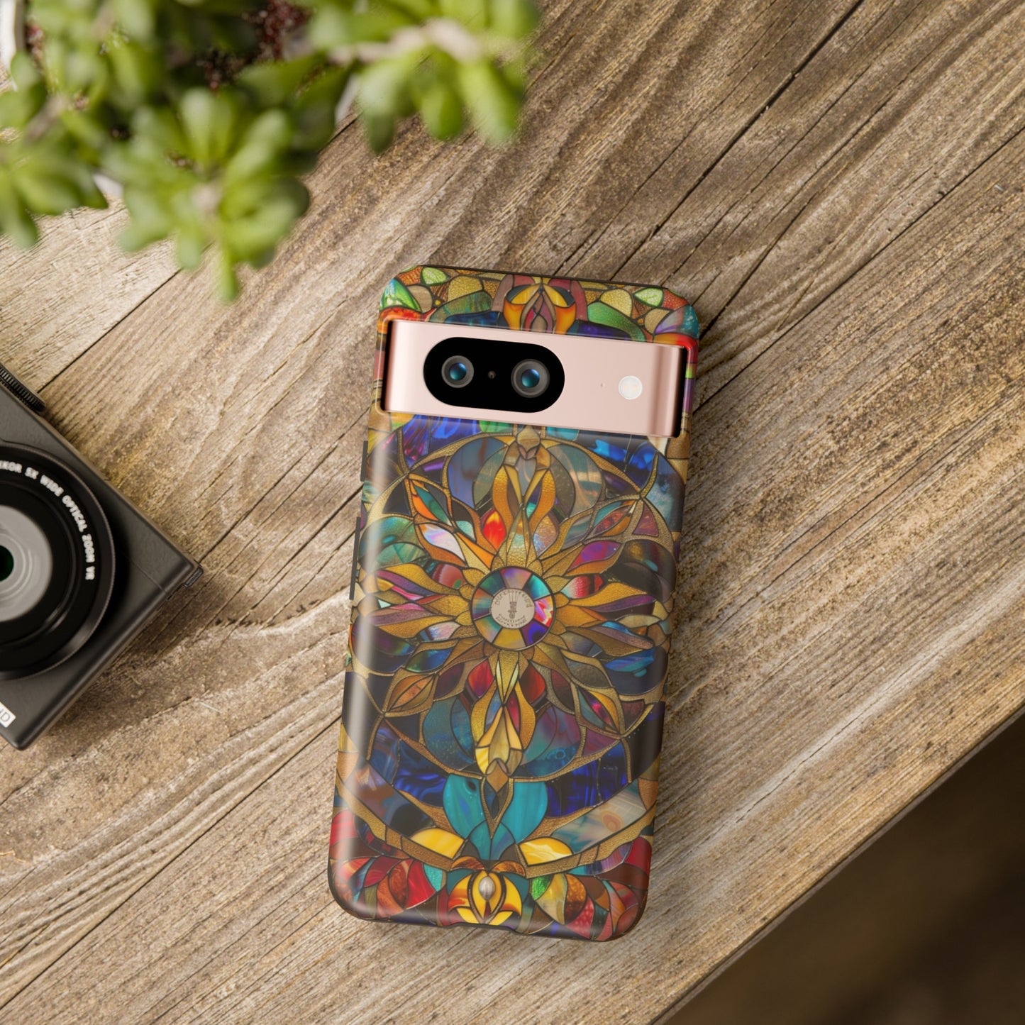 Cosmic Stained Glass Mandala Phone Case