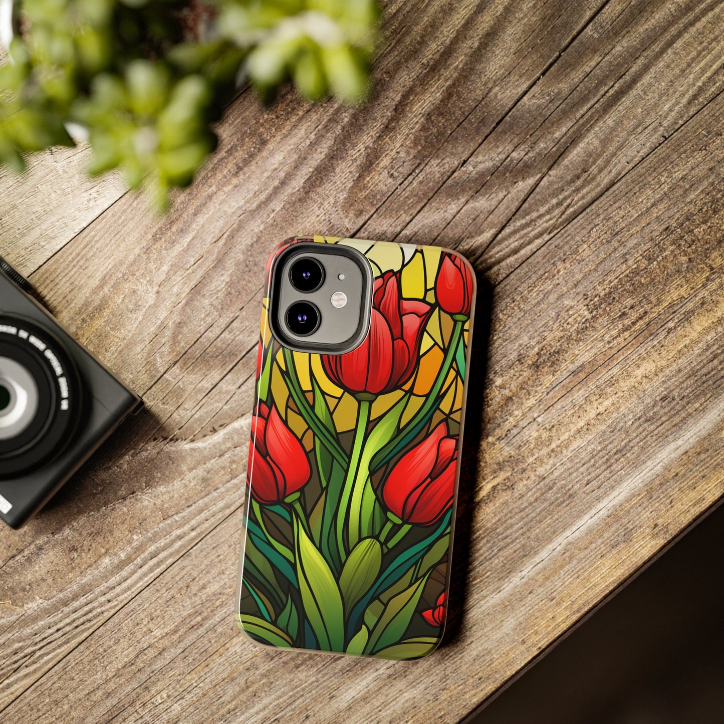 Stained Glass Tulip Floral Aesthetic iPhone Case | Embrace the Beauty of Nature in Full Bloom