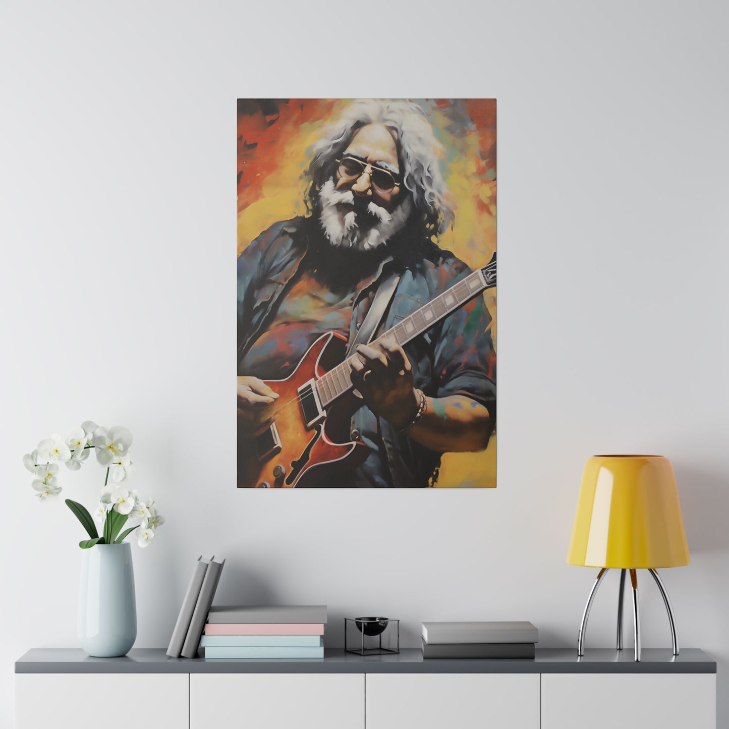 Jerry Garcia Playing Guitar | Stretched Canvas Print
