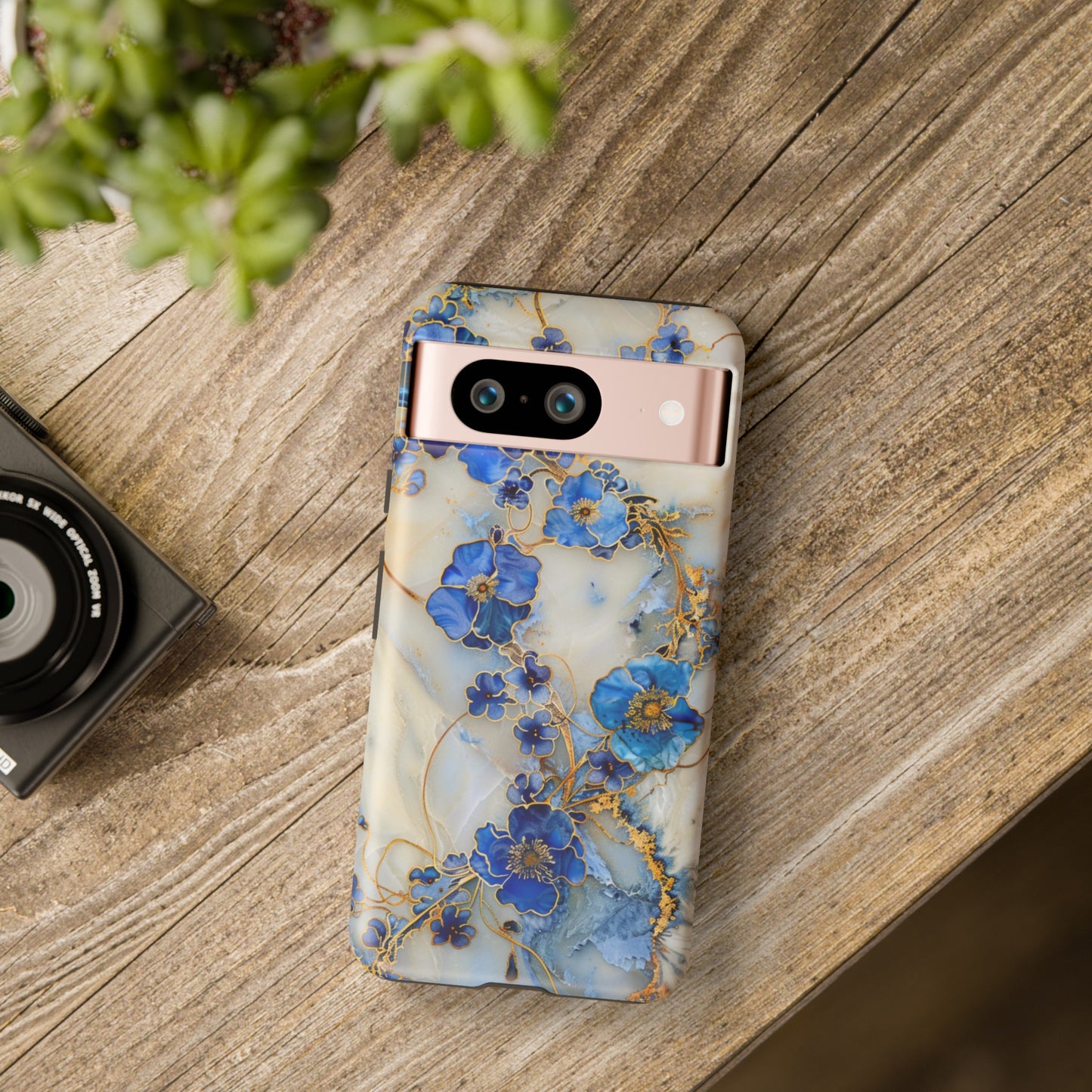 Forget Me Nots Gold Color Splash Floral Design Phone Case