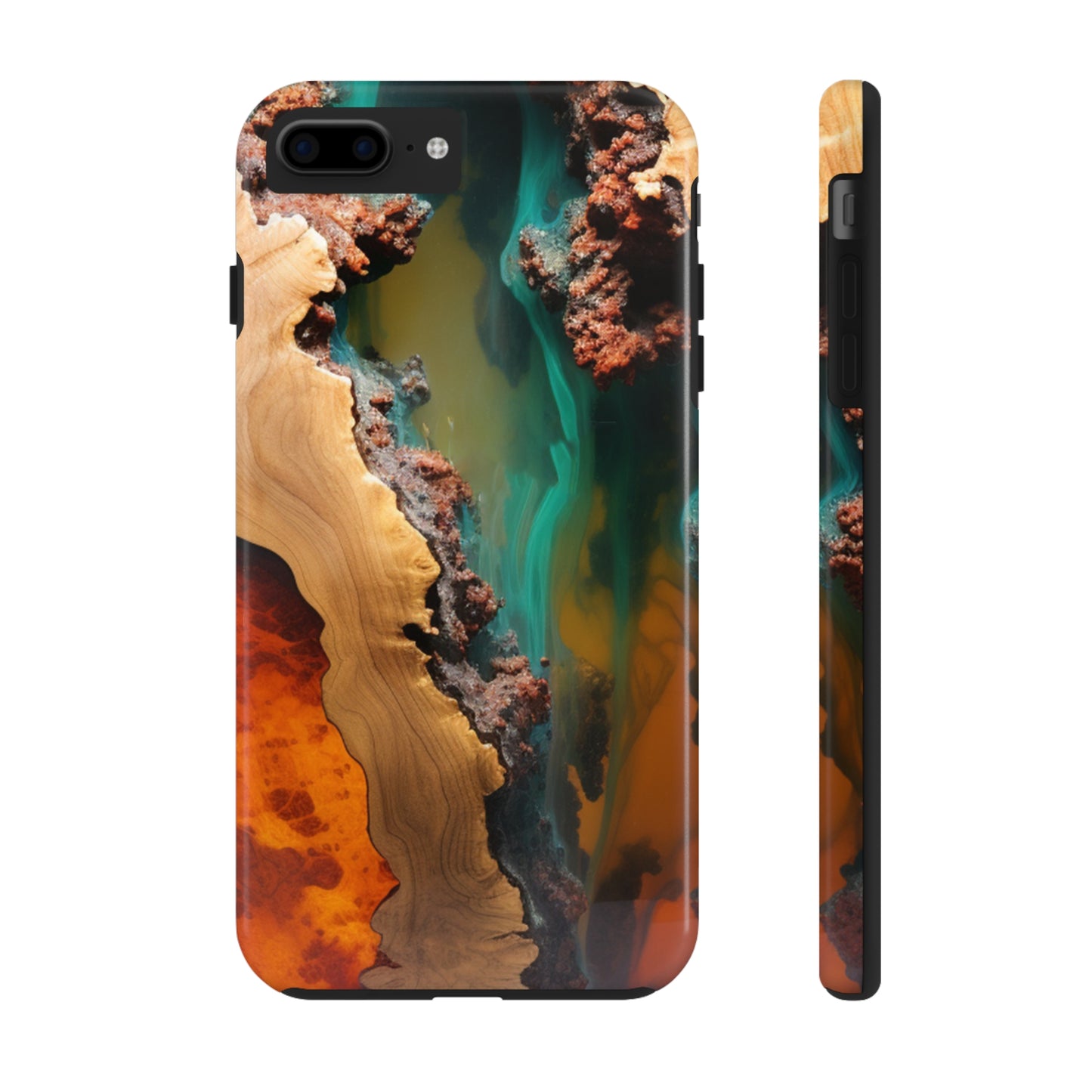 Faux Wood and Colorful Epoxy iPhone Case | Embrace the Beauty of Nature and Vibrant Artistry