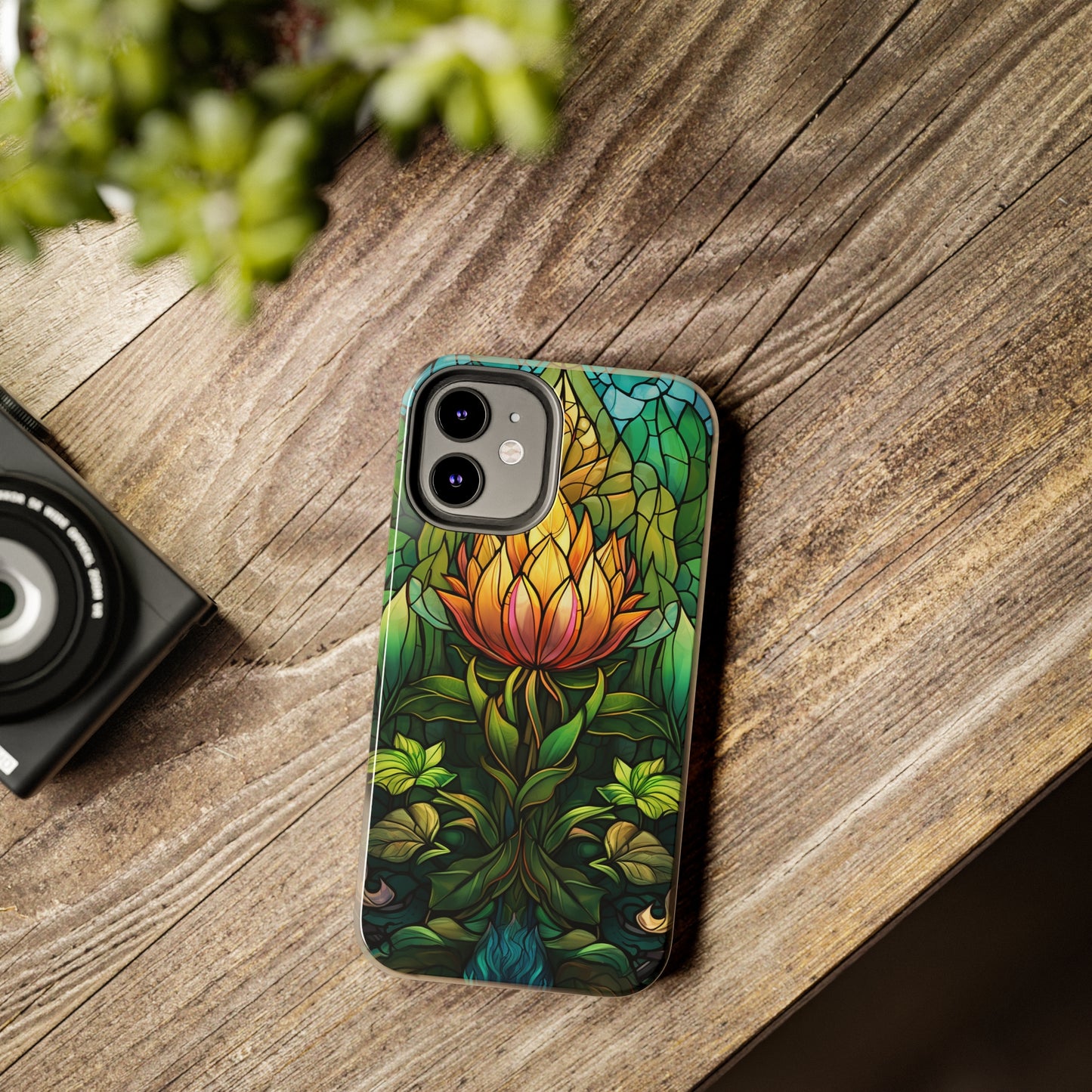 Everything Zen Lotus Flower Stained Glass iPhone Case | Floral Serenity and Natural Beauty