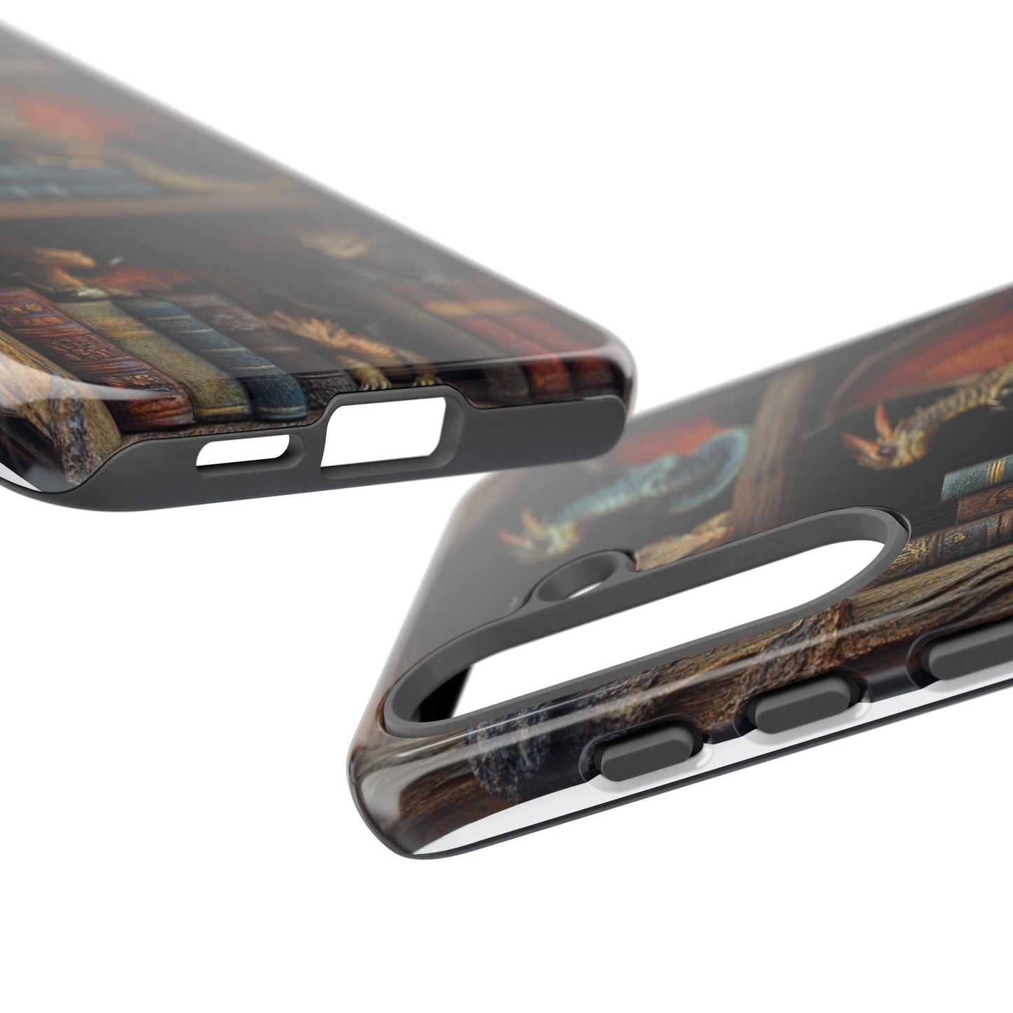 Fantasy Dragon Wood Bookshelf Tough Case - Stained Glass Art Design