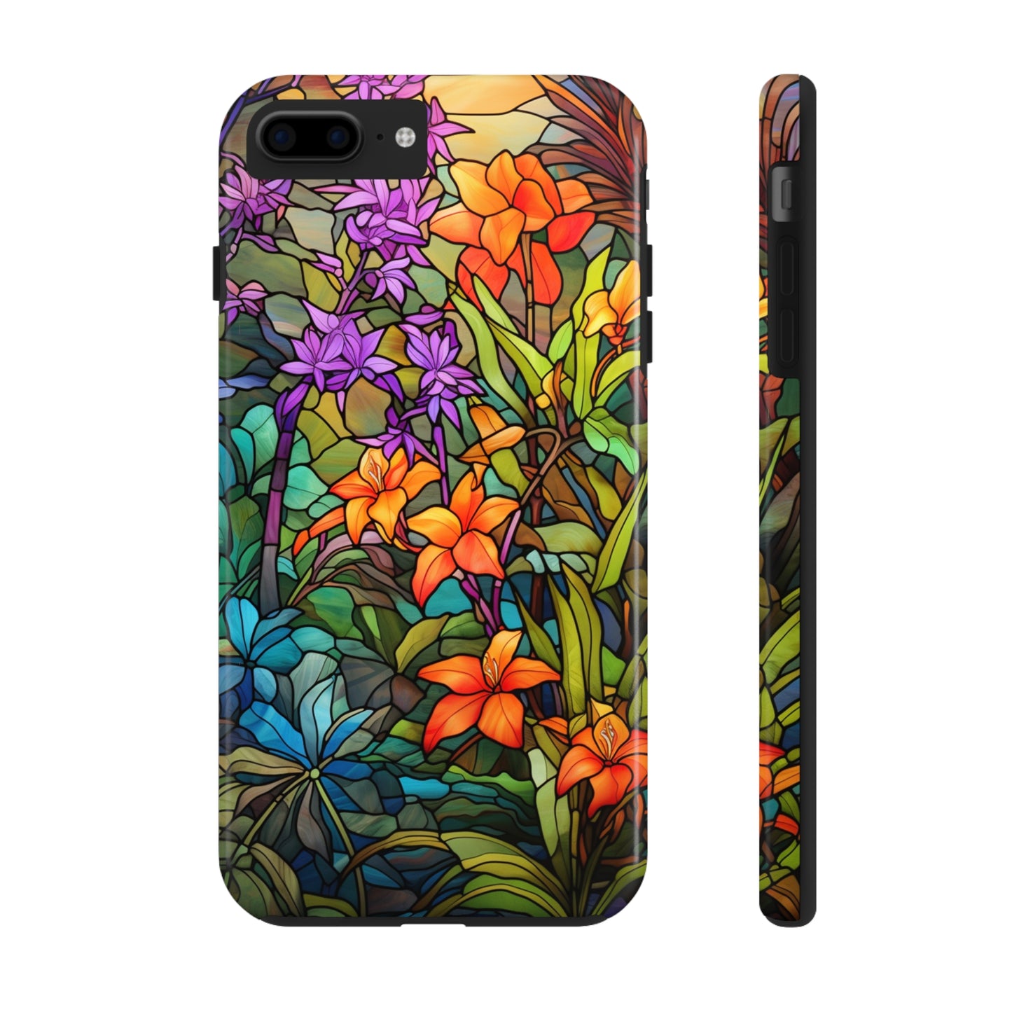 Stained Glass Phone Case Floral Aesthetic Art Nouveau Retro Samsung Galaxy Phone Tough Case iPhone 14 Plus 13 12 7 8 Se Hippie Boho