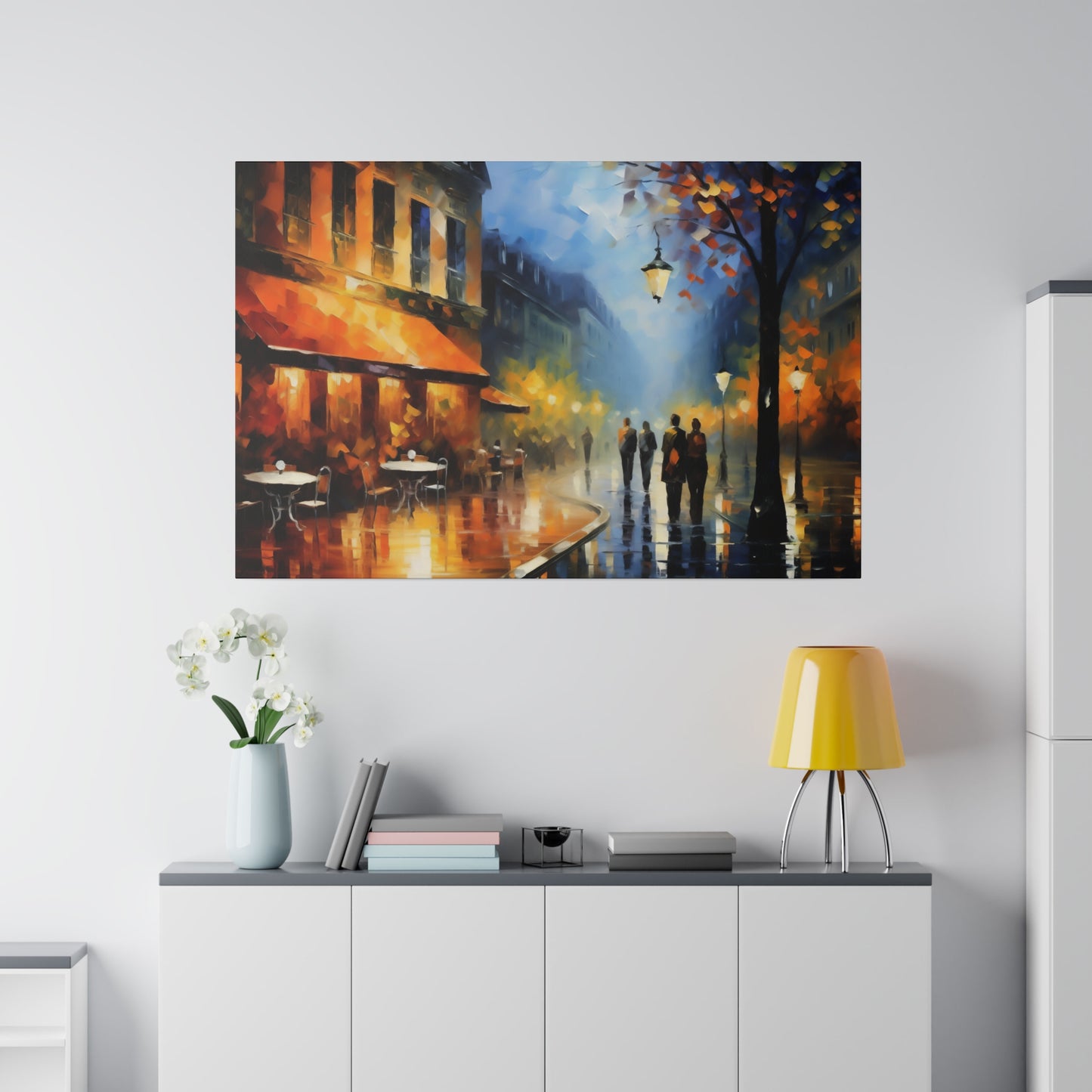 Paris Streets at Night Abstract Print | Stretched Canvas Print