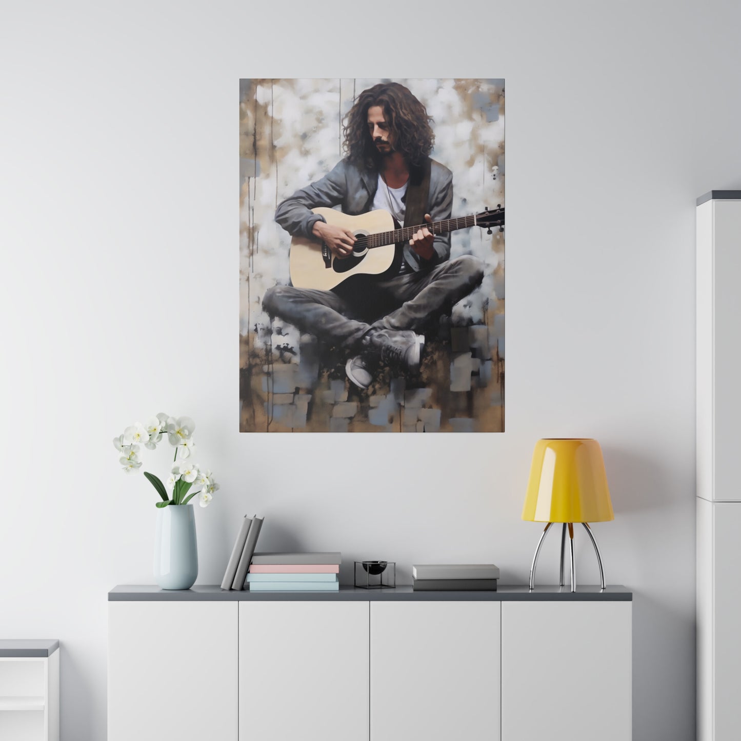 Chris Cornell Playing Guitar | Stretched Canvas Print