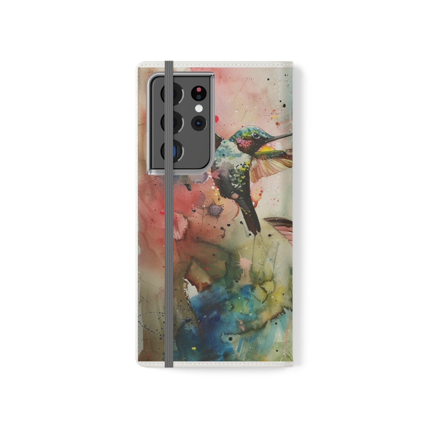 Hummingbirds Watercolor Painting Flip Case