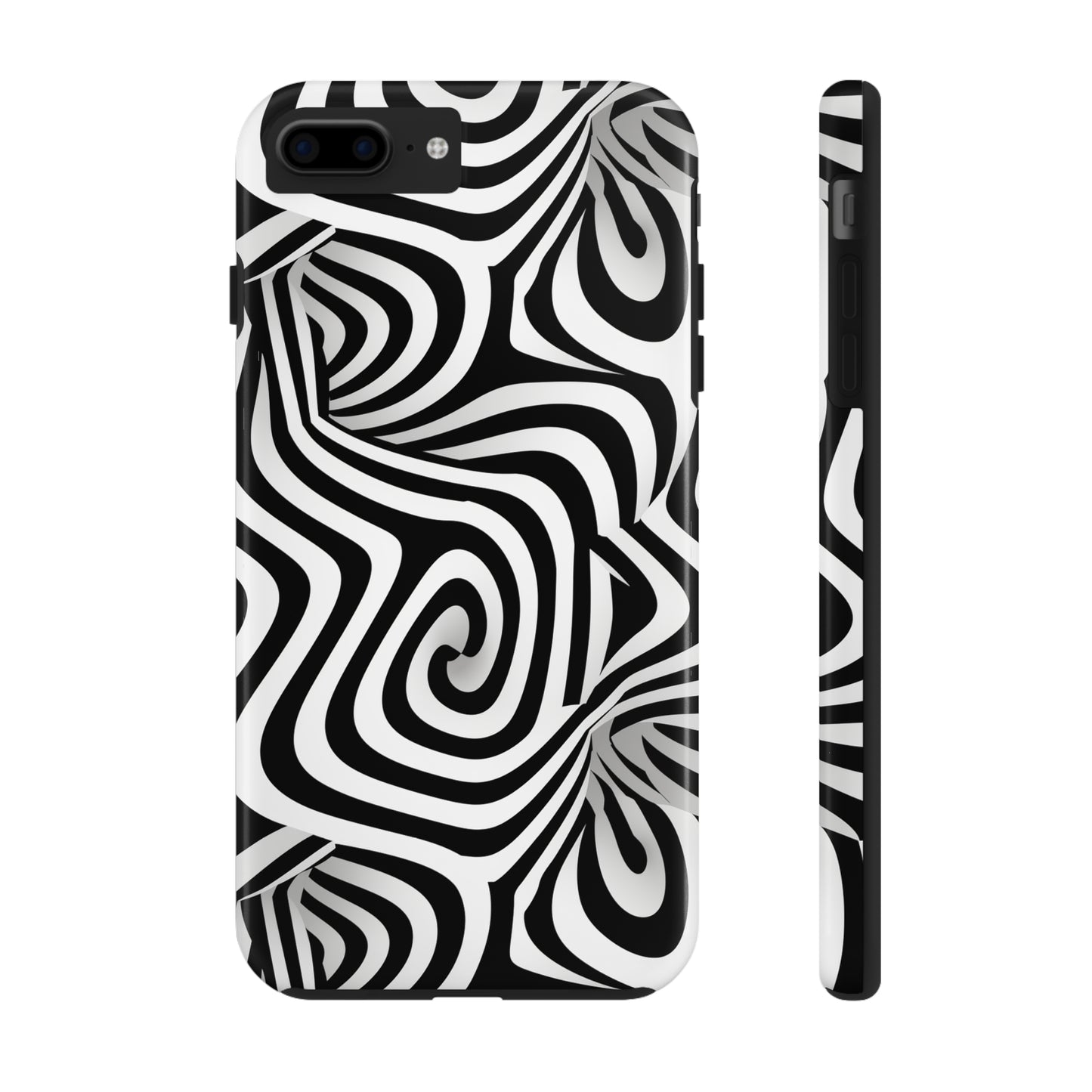 Optical Illusion Art Black and White Wave Pattern Tough iPhone Case | Embrace Vibrant Style and Reliable Protection