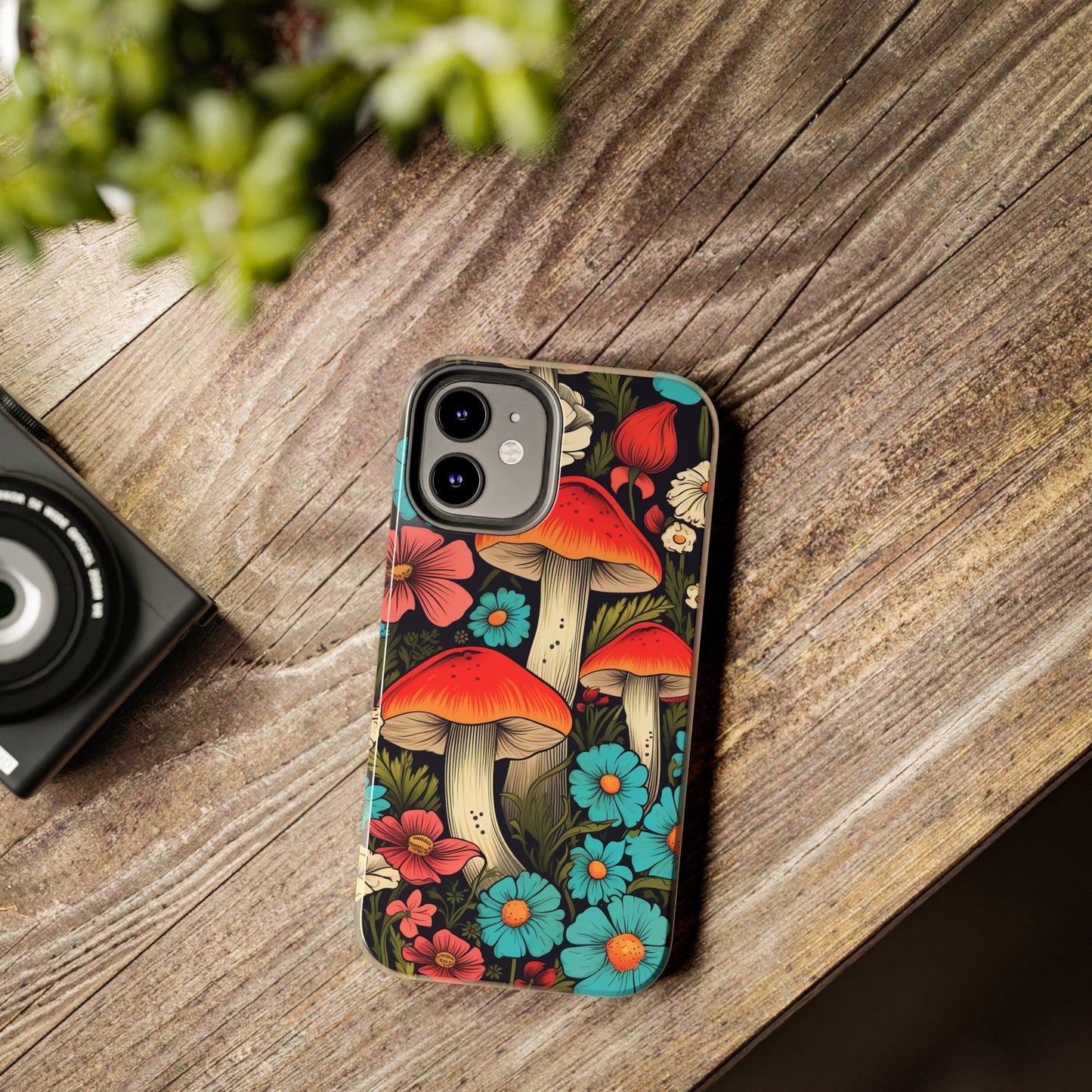Psychedelic Retro Mushrooms iPhone case | Dive into Vintage Vibes