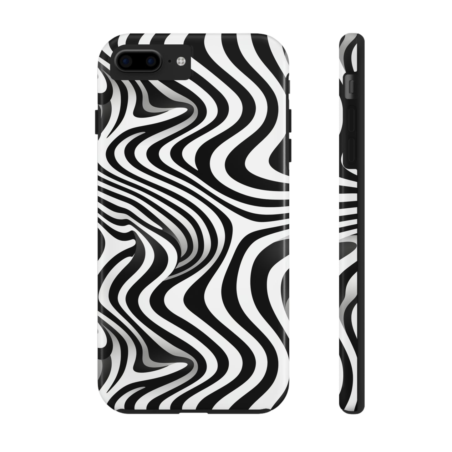 Optical Illusion Art Black and White Wave Pattern Tough iPhone Case | Embrace Vibrant Style and Reliable Protection