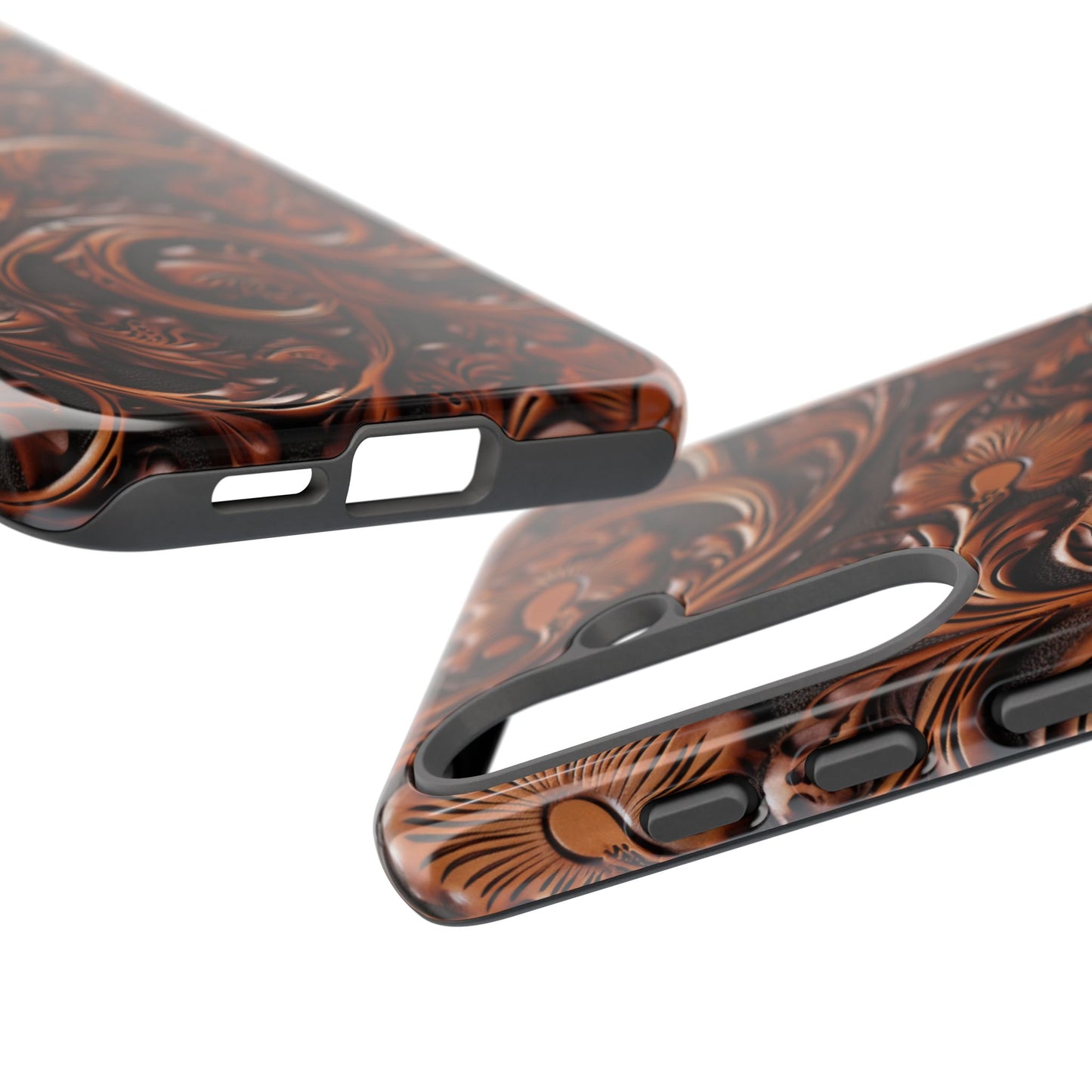 Western Cowboy Carved Leather Style Phone Case