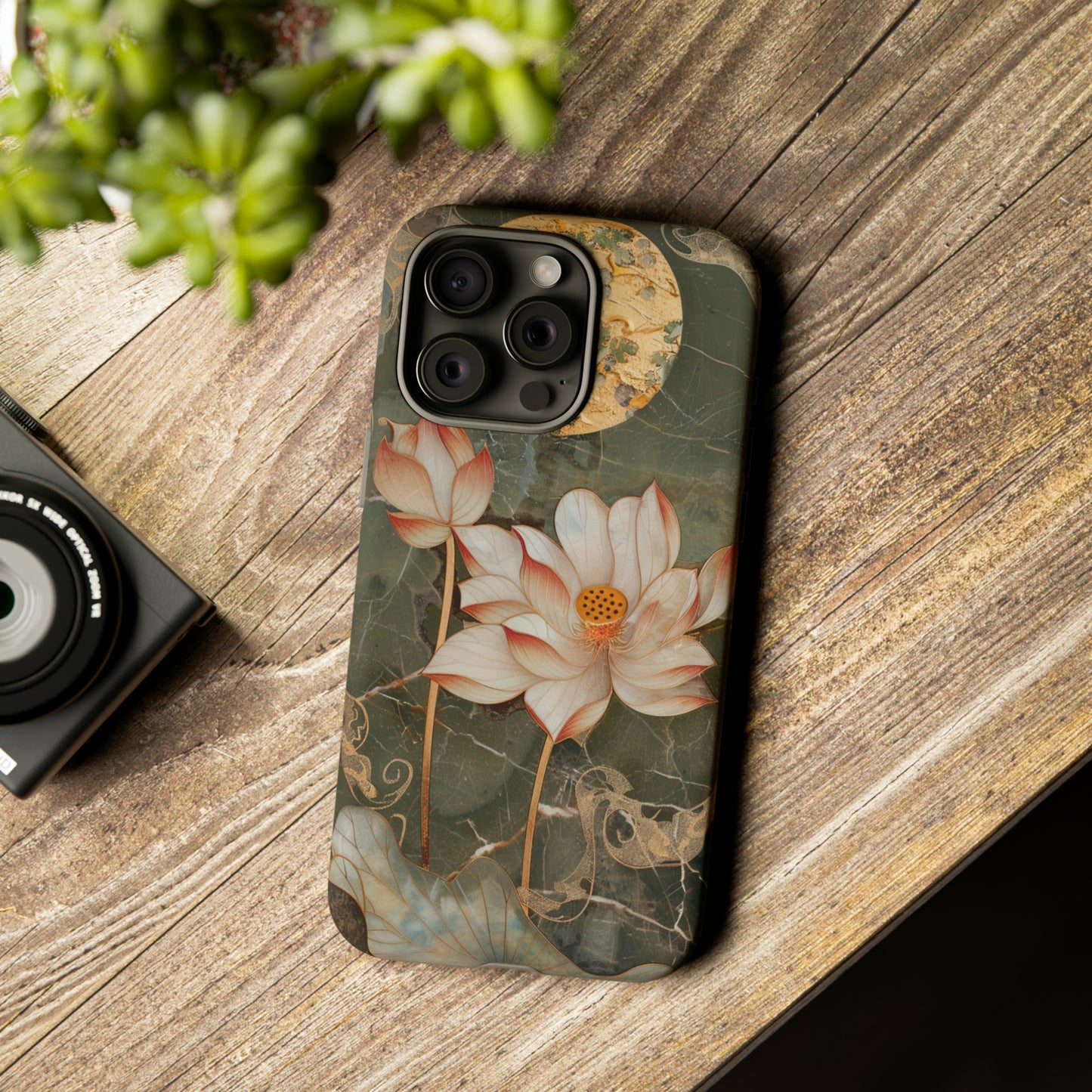 Lotus Floral Full Moon Phone Case