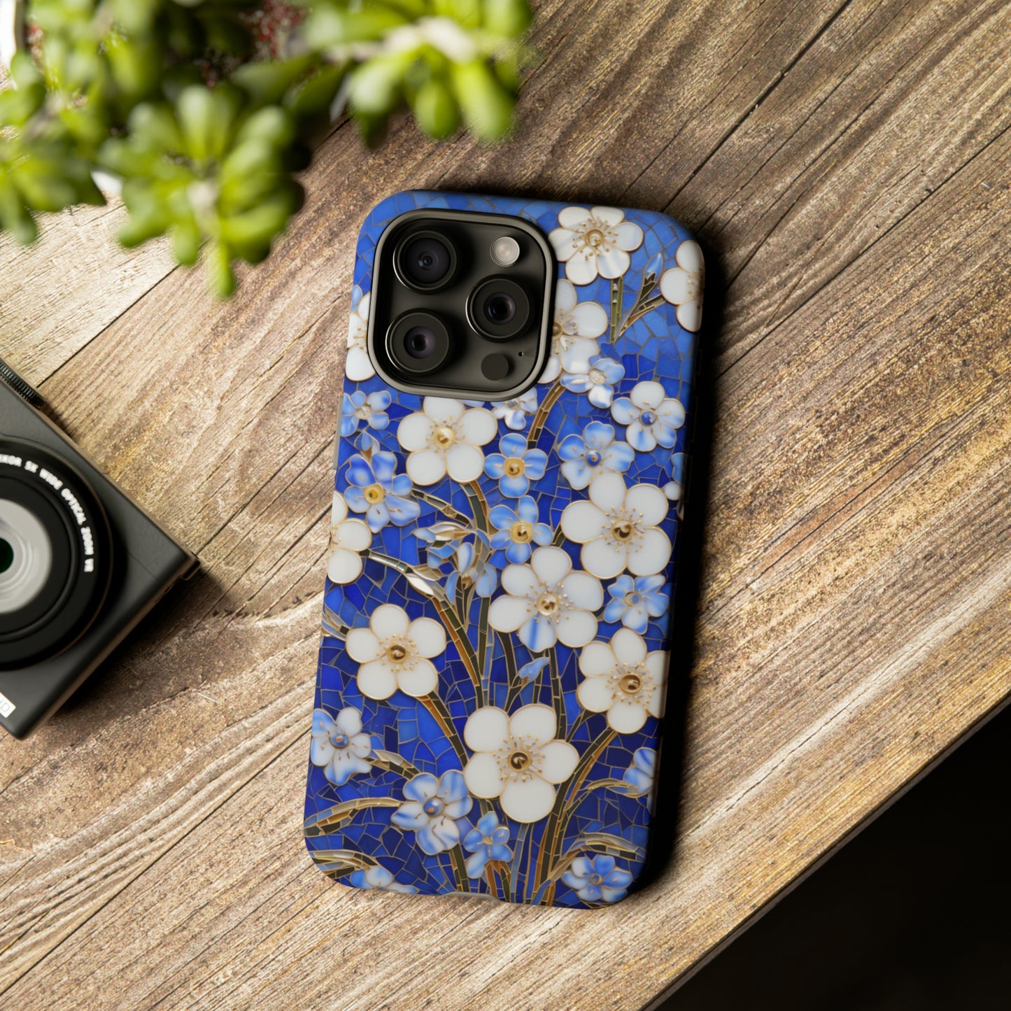Forget Me Nots Floral Color Explosion Mosaic Glass iPhone 15 Case