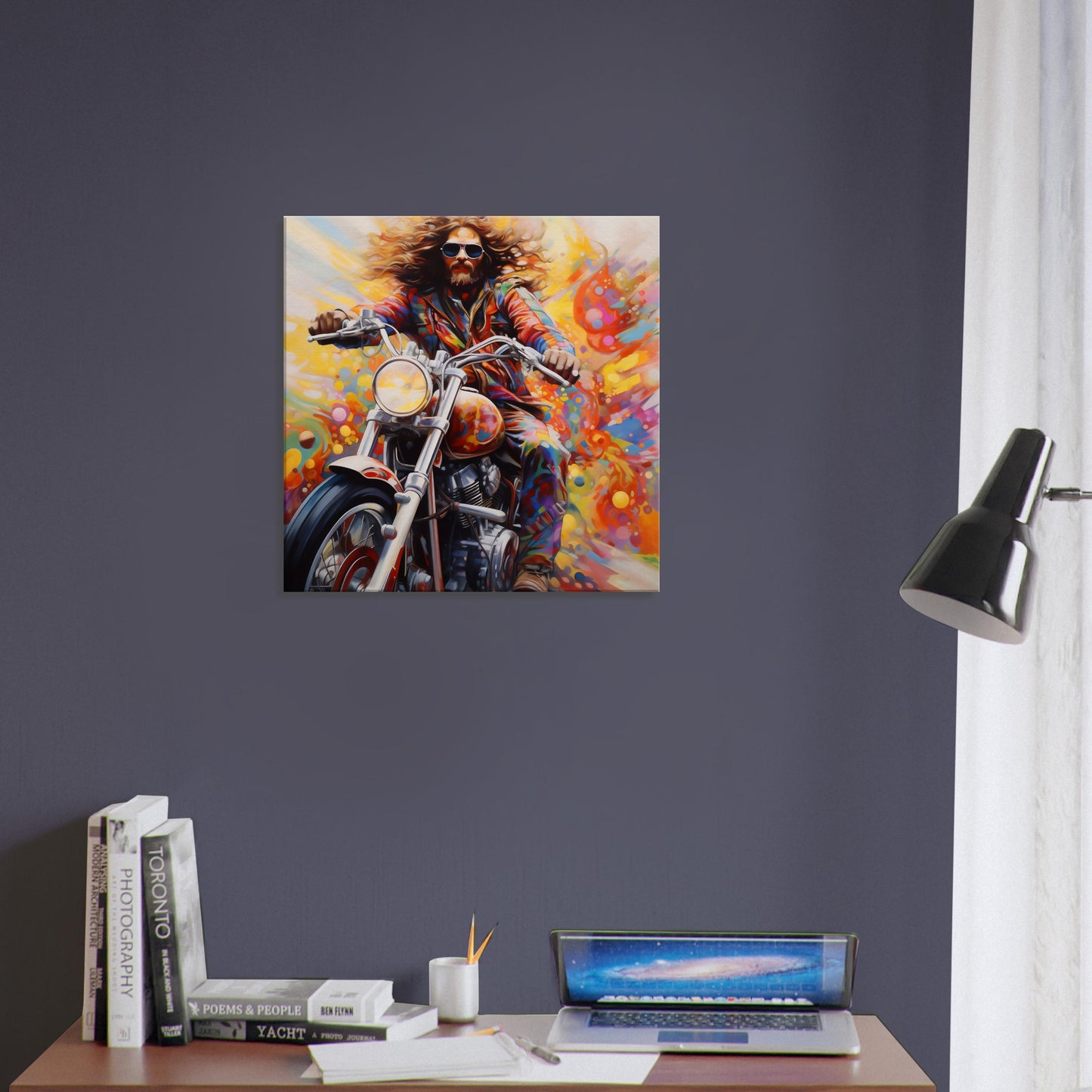 Motorcycle Freedom Canvas Print: A Psychedelic Journey of Liberation
