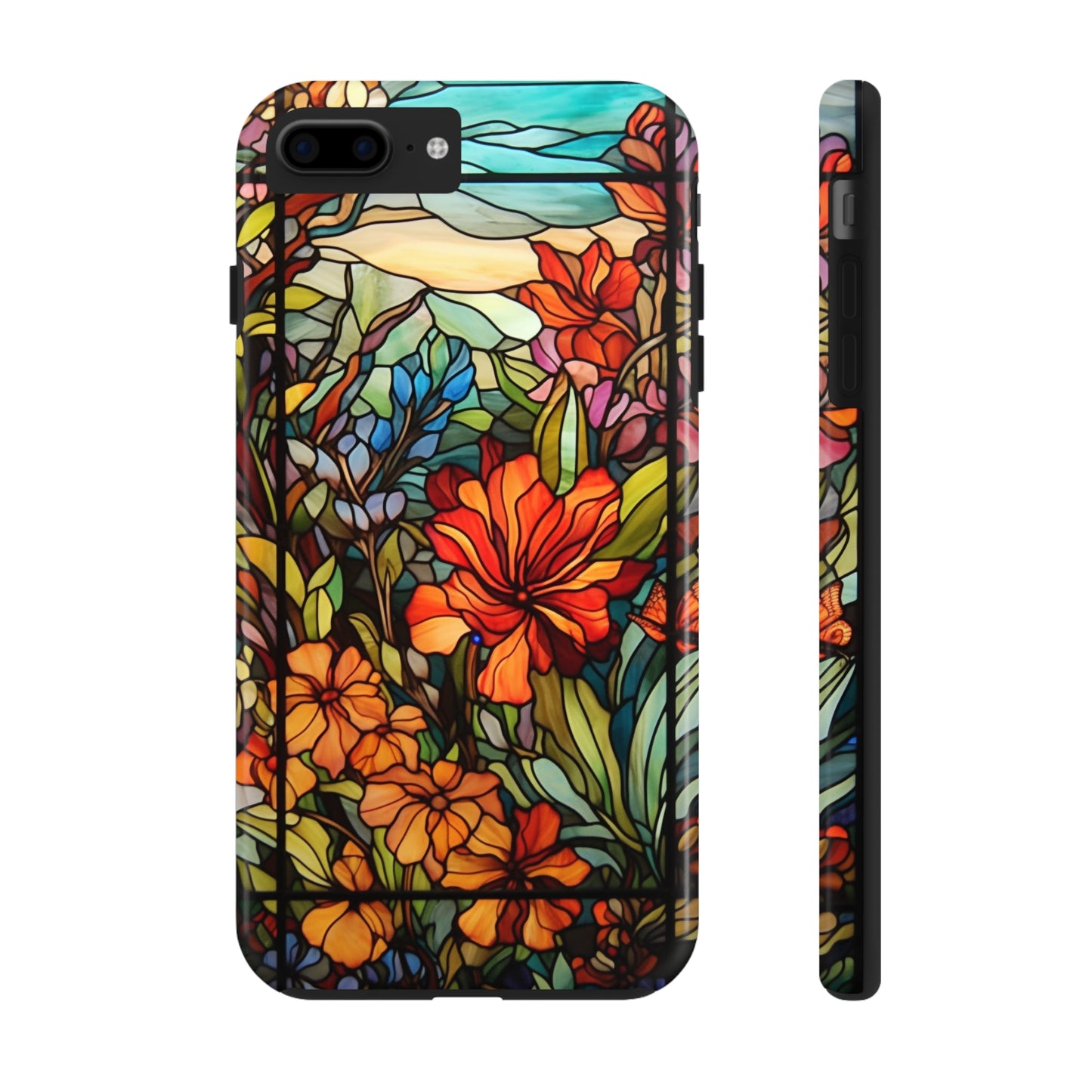 Wild Flowers in Stained Glass Tough Phone Case | Floral Design | Impact-Resistant
