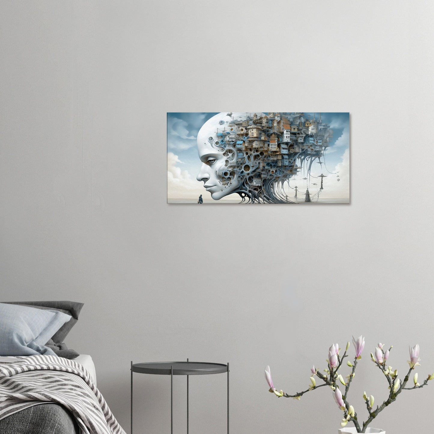 Head Full of Thoughts | Surrealistic Art Canvas - Dreamlike Sci Fi Fantasy Landscapes for Wall Decor