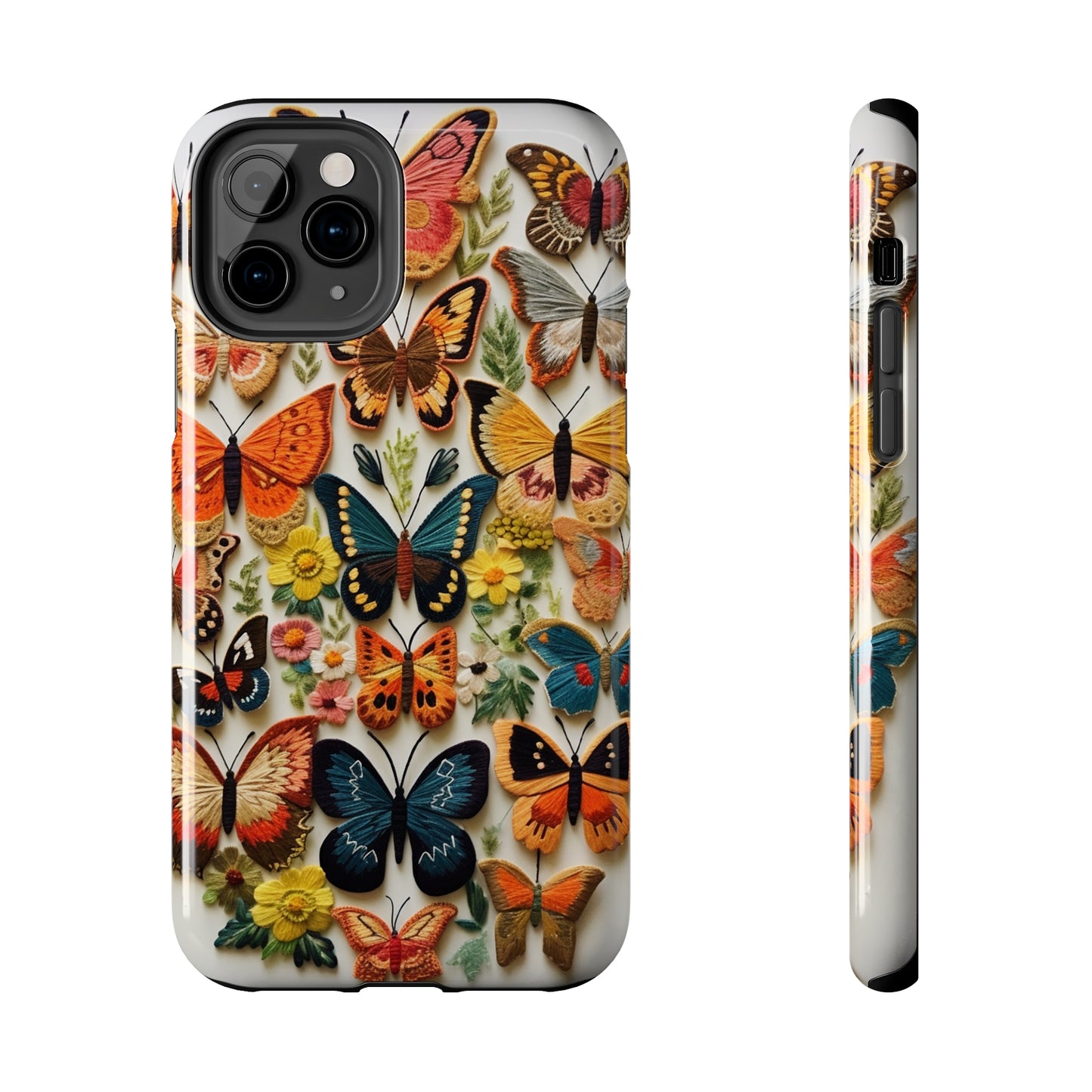 Embroidery Butterflies iPhone Case | Whimsical Elegance and Nature's Beauty in Handcrafted Detail