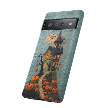 Halloween Haunted House Vintage Embroidery Style Phone Cover