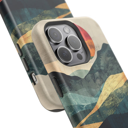 Retro iPhone Case Mountain Sunset MagSafe Phone Case