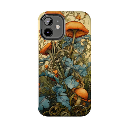 Vintage Mushroom iPhone Case Floral Aesthetic Art Nouveau Retro Phone Tough Case iPhone 14 Plus 13 12 7 8 SE Hippie Boho Style