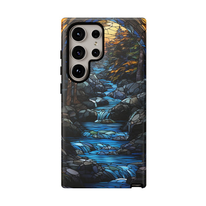 Stained Glass Stone Bridge and River Art Phone Case