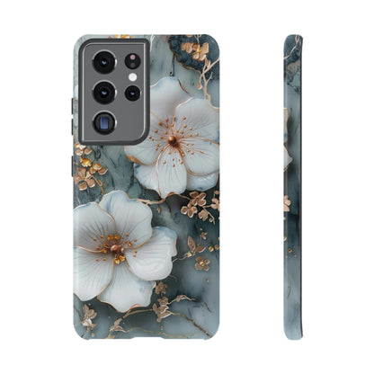 White Flower on Marble Stone  Phone Case