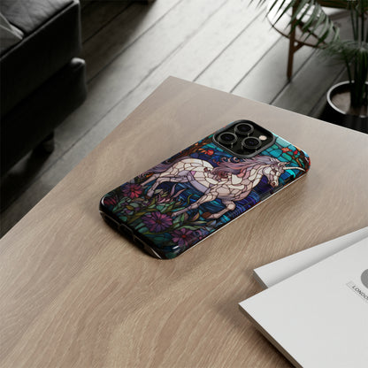 Unicorn Stained Glass iPhone, iPhone Case Retro Samsung Galaxy Phone Tough Case iPhone 15 14 Plus 13 12 7 8 Se Hippie Boho Style