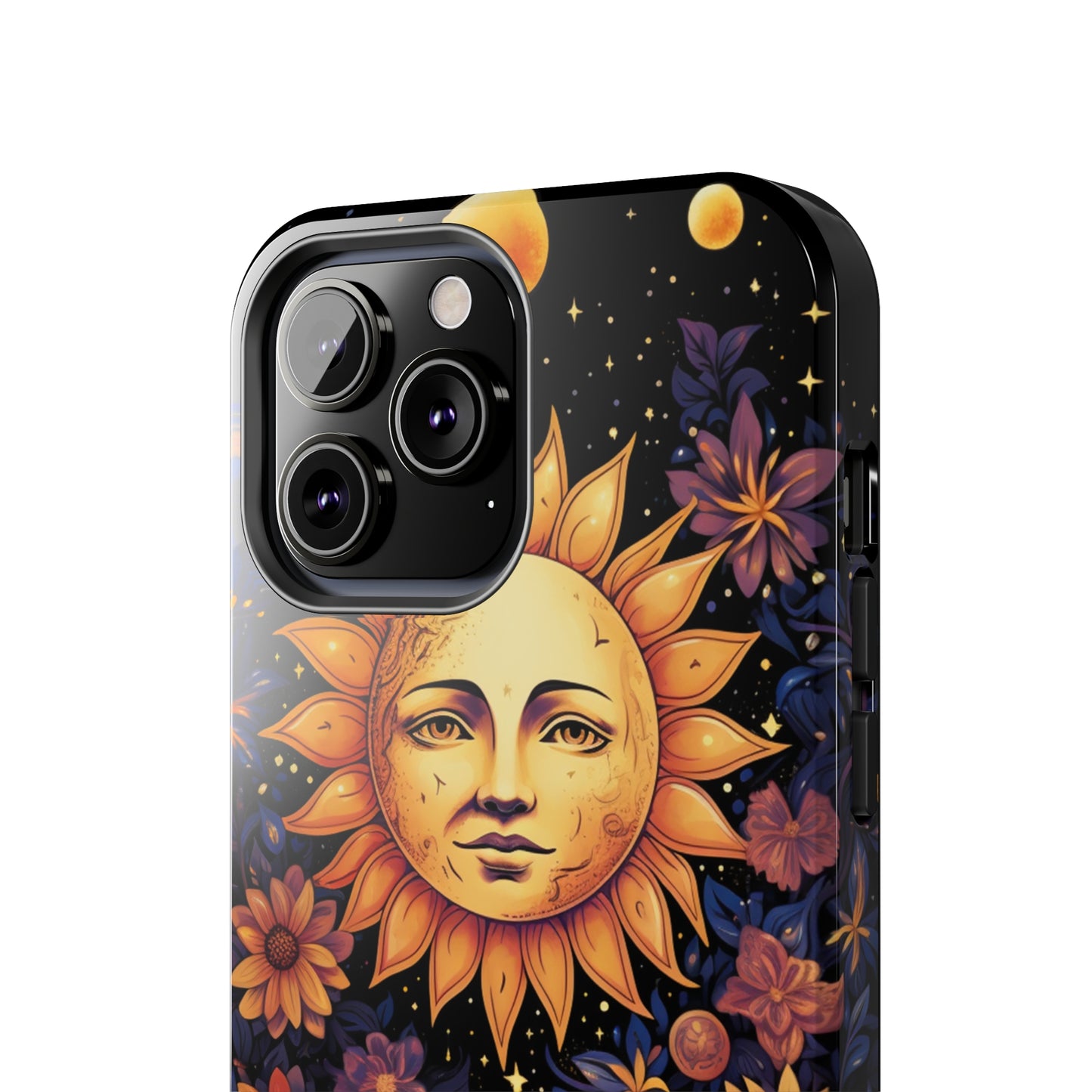 Cosmic Blooms: Floral Sun, Moon & Stars iPhone Case - Where Celestial Meets Botanical