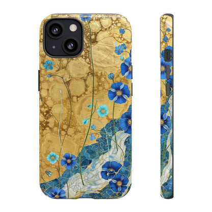 Forget Me Nots Gold Color Splash Floral Design Phone Case