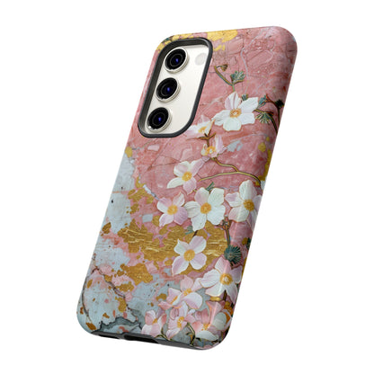 Pink Forget Me Nots Gold Floral Phone Case