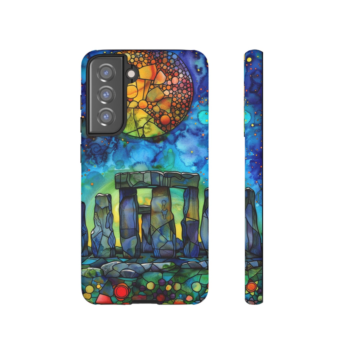 Stonehenge Neolithic Full Moon Stained Glass Watercolor Phone Cover