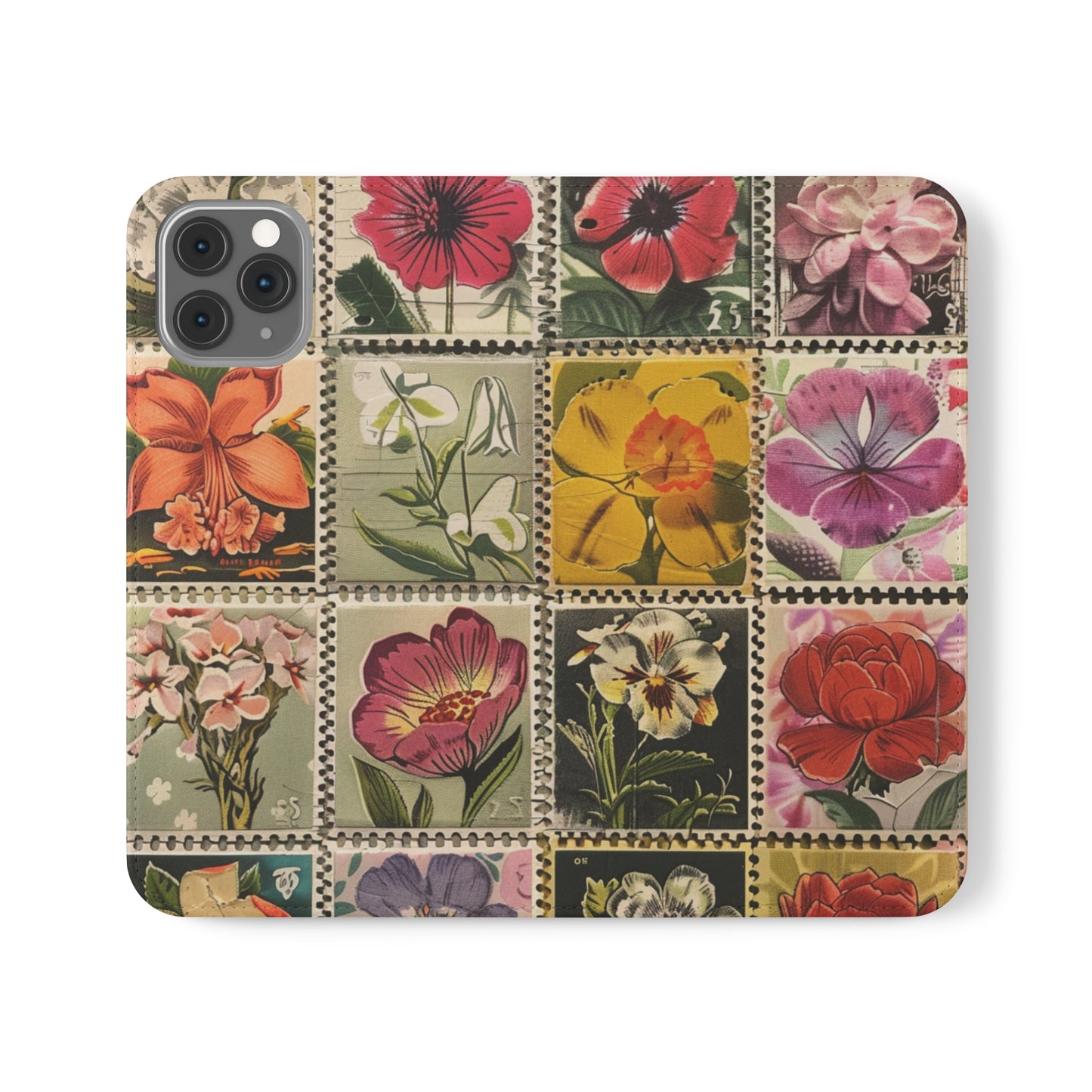 Vintage Floral Stamp Collection Flip Case