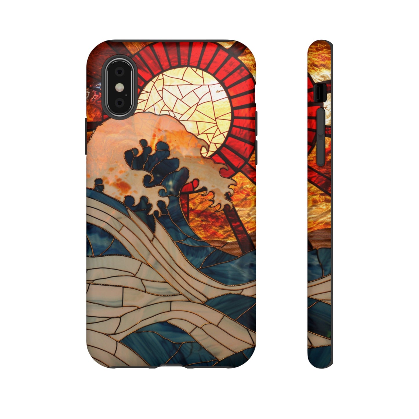 Japanese Rising Sun Phone Case Stained Glass Ocean Wave