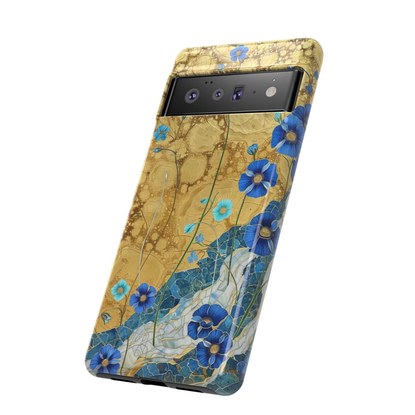 Forget Me Nots Gold Color Splash Floral Design Phone Case