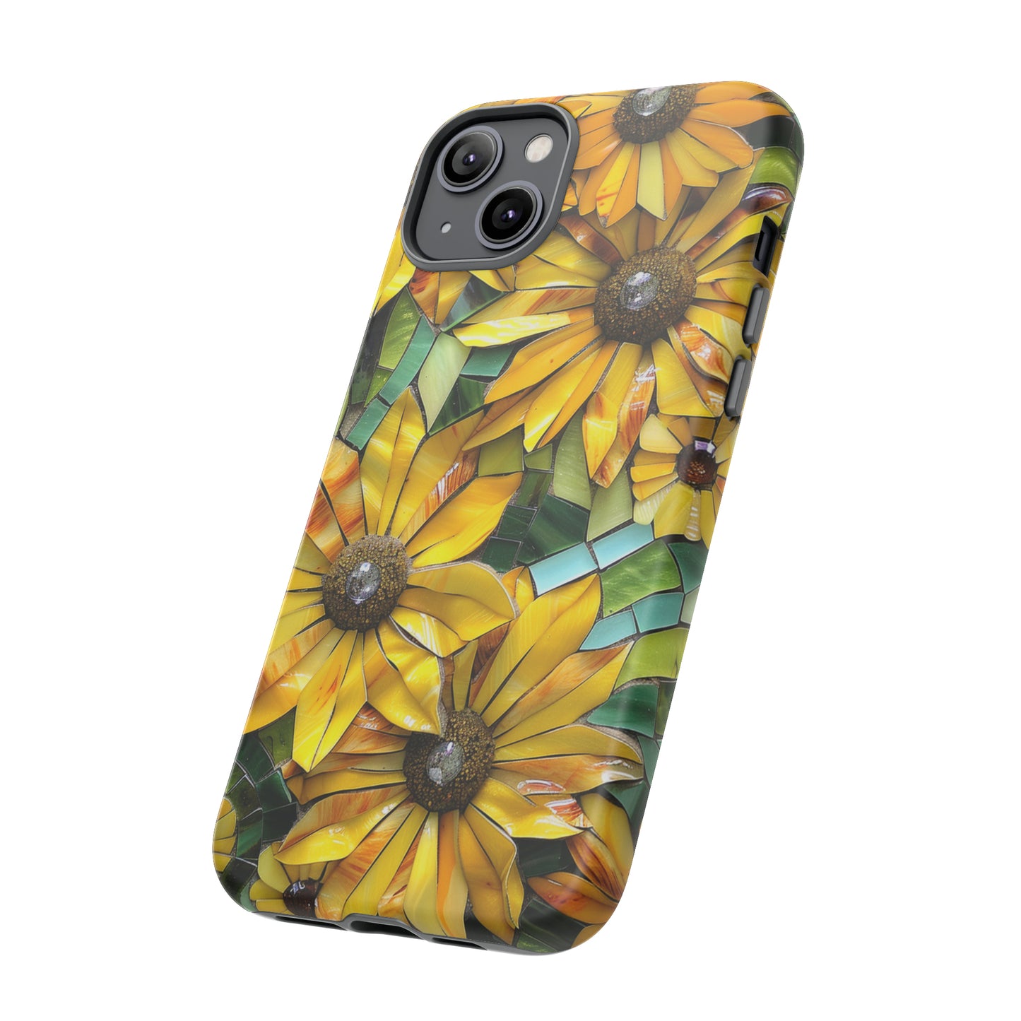 Yellow and Gold Daisy Mosaic Stained Glass Phone Case for iPhone 15, 14, Pro Max, 13, 12 & Samsung Galaxy S23, S22, S21, Google Pixel