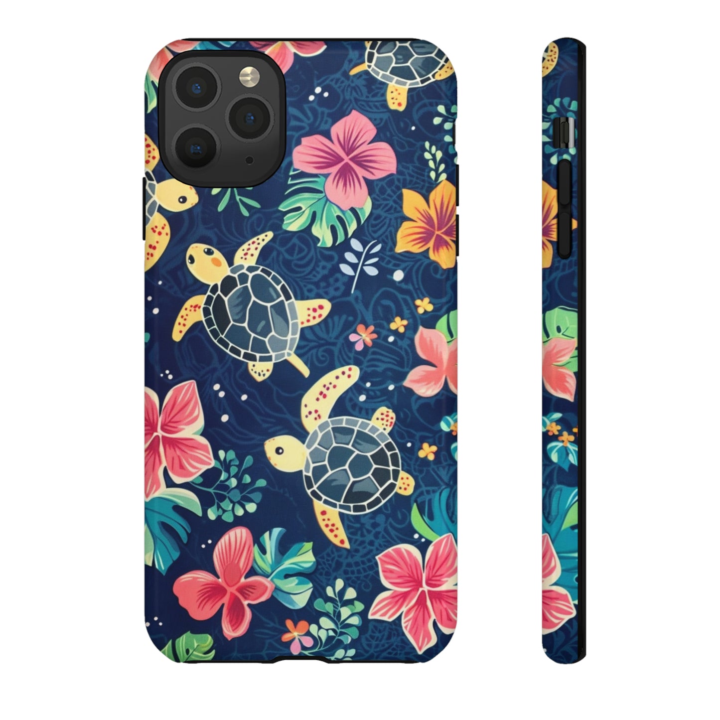 Undersea Floral Blue Sea Turtle Phone Case