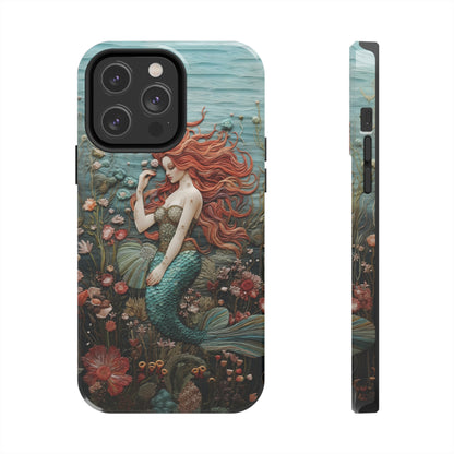 Siren's Song: Mermaid Elegance Apple Phone Case | Embroidery-Inspired iPhone Case