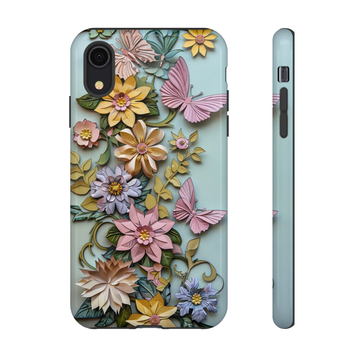 Pastel Pink Butterflies and Flowers iPhone Case