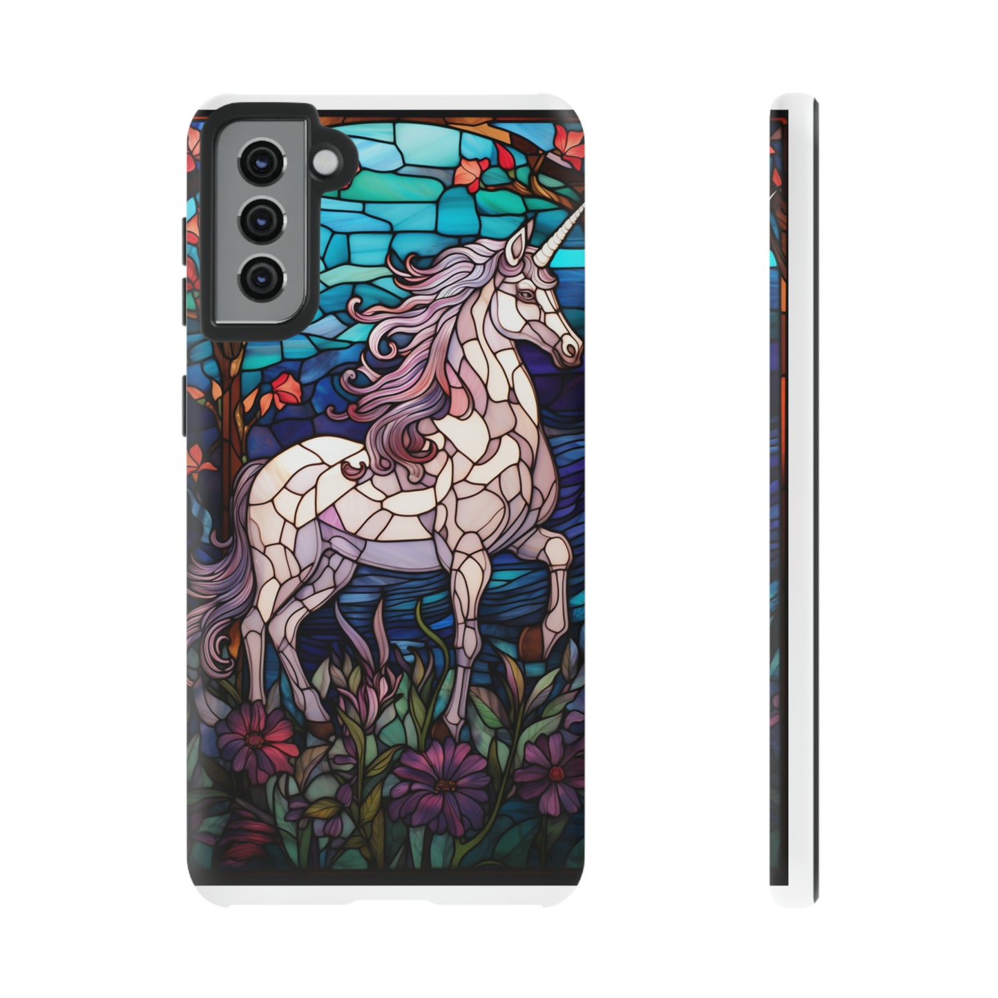 Unicorn Stained Glass iPhone, iPhone Case Retro Samsung Galaxy Phone Tough Case iPhone 15 14 Plus 13 12 7 8 Se Hippie Boho Style