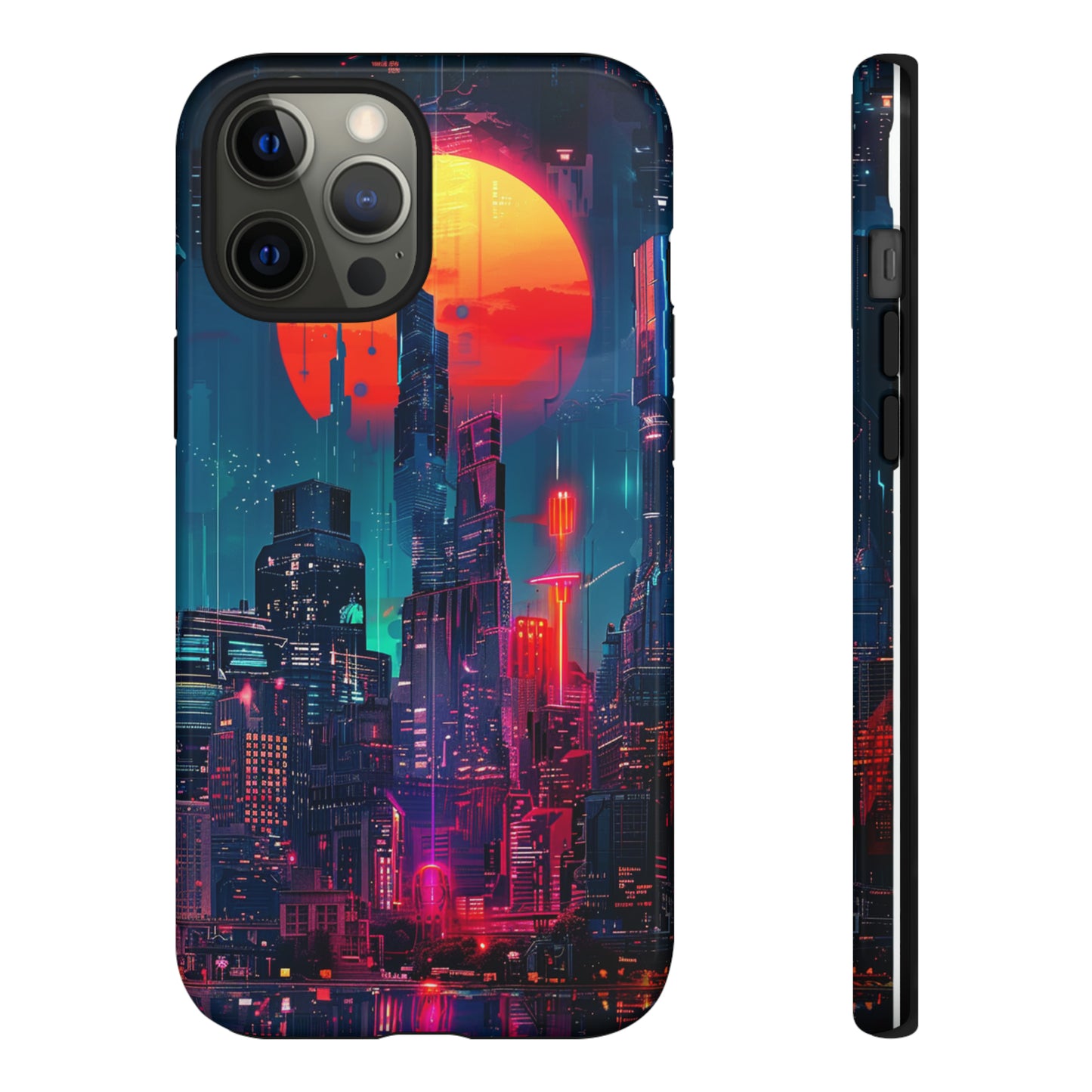 Cyberpunk Full Moon Cityscape Phone Case