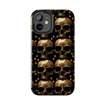 iPhone Case Golden Enigma: Where Goth Meets Glamour | Gold Skulls iPhone Tough Case