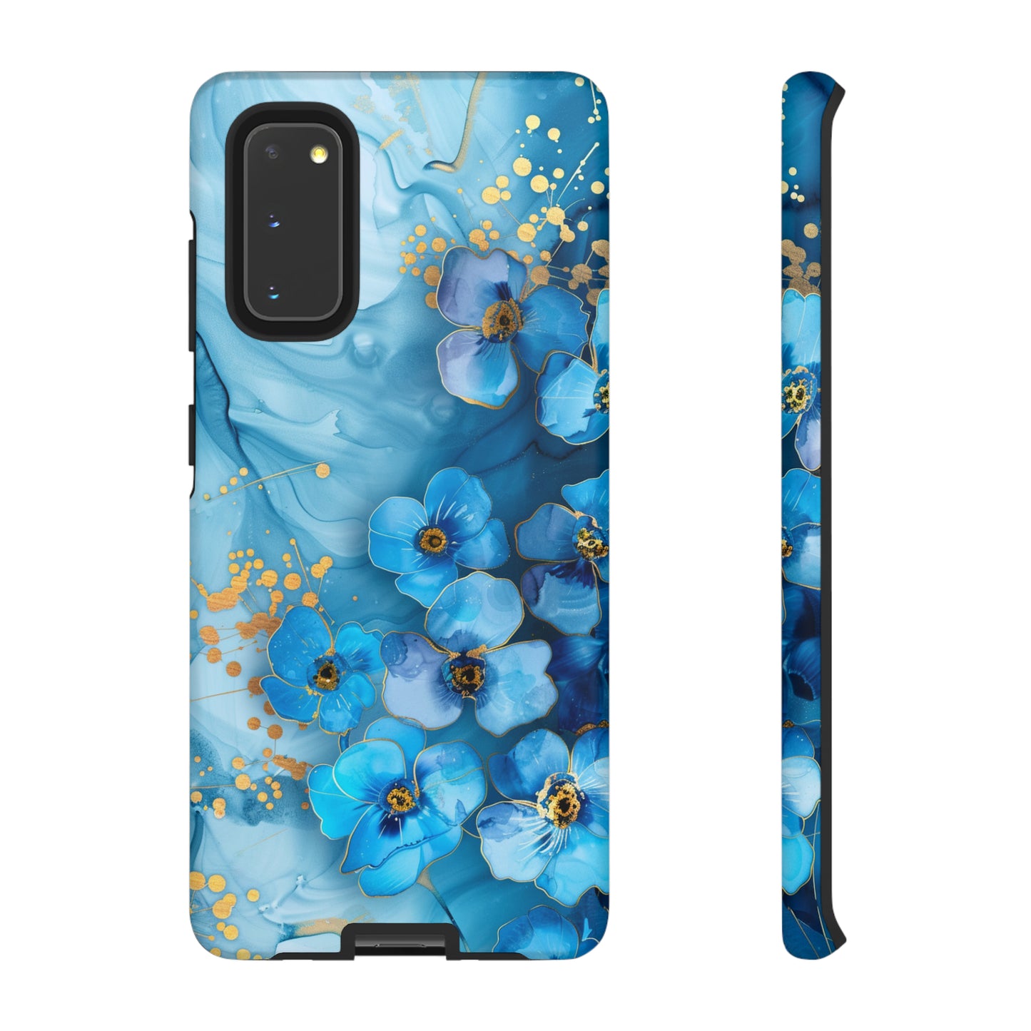 Forget Me Nots Gold Color Splash Floral Design Phone Case