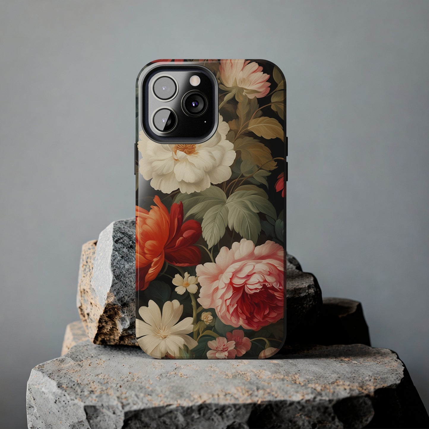 Vintage Floral Aesthetic Phone Tough Case | Antique Elegance for iPhone 11, 12, 13, 14