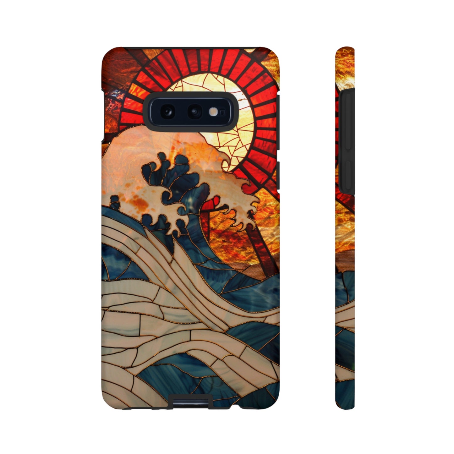 Japanese Rising Sun Phone Case Stained Glass Ocean Wave