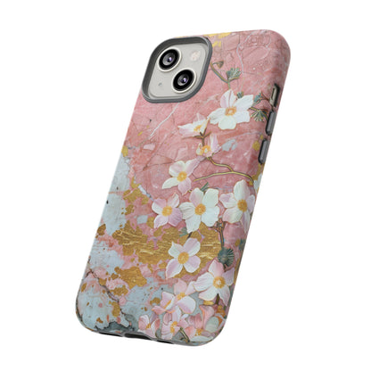 Pink Forget Me Nots Gold Floral Phone Case