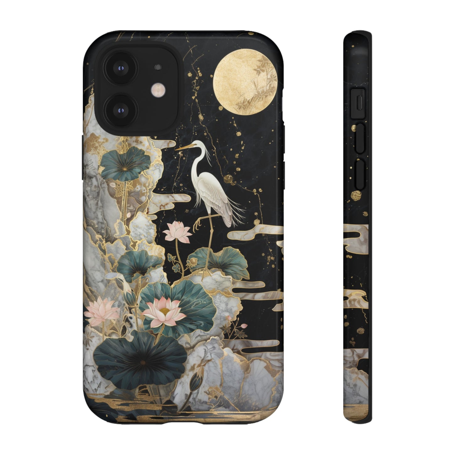 Heron and Moon Floral Zen Art Phone Case