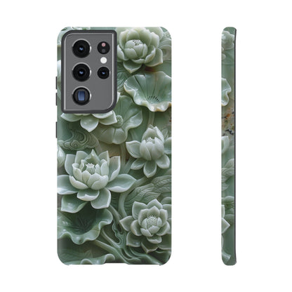 Green Jade Lotus Floral Art Phone Case