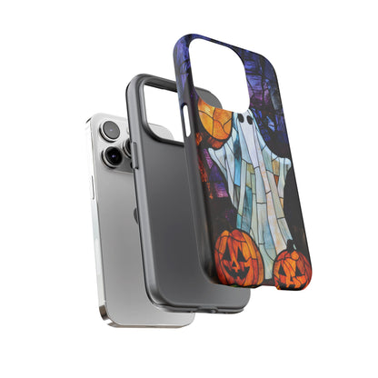 Stained Glass Halloween Ghost and Jack-o'-Lanterns Phone Cover