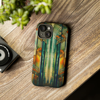 Art Deco Stained Glass floral Phone Case for iPhone 15, 14, Pro Max, 13, 12 & Samsung Galaxy S23, S22, S21, Google Pixel